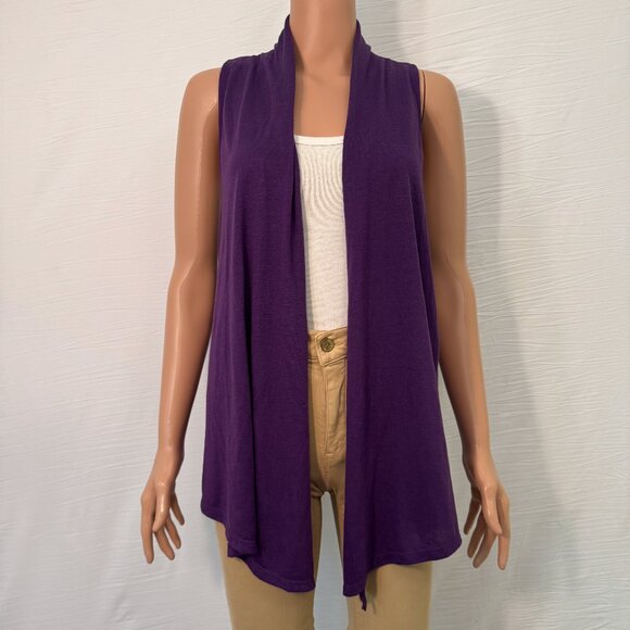 DNA Couture Sleeveless Lightweight Razorback Purple Cardigan Vest Women’s Large - Picture 1 of 8